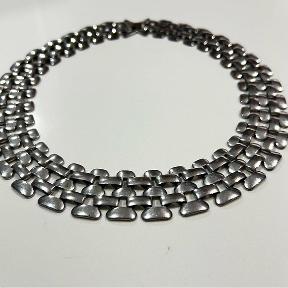 Panther Link / 5 Row Brick Link Chain Collar Necklace 17.5” - Picture 11 of 16